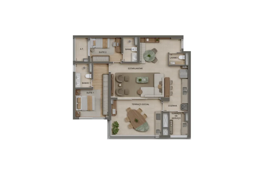 Monã Anália 106m 2 dorms + terraço gourmet